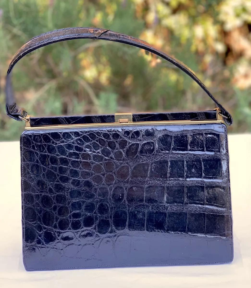 1950s Black Patent Leather Purse / Handbag. Vintage Saks Fifth Avenue