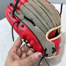 Rawlings Baseball Glove Kids Red Players Series Left Handed Leather 10" ESB02