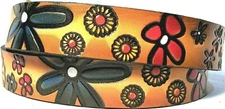 DAISIES NATURE FLORAL EMBOSSED GENUINE COWHIDE LEATHER BELT SIZE 26-48 USA MADE