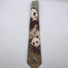 Original Ralph Marlin Narrow 3” Tie Pandas Bamboo Made in USA Vintage 1994
