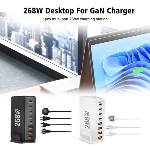 Chargeur GaN de Bureau 268W 8 Ports USB Type C PD Chargeur Charge Rapide/ - Photo 3 sur 22