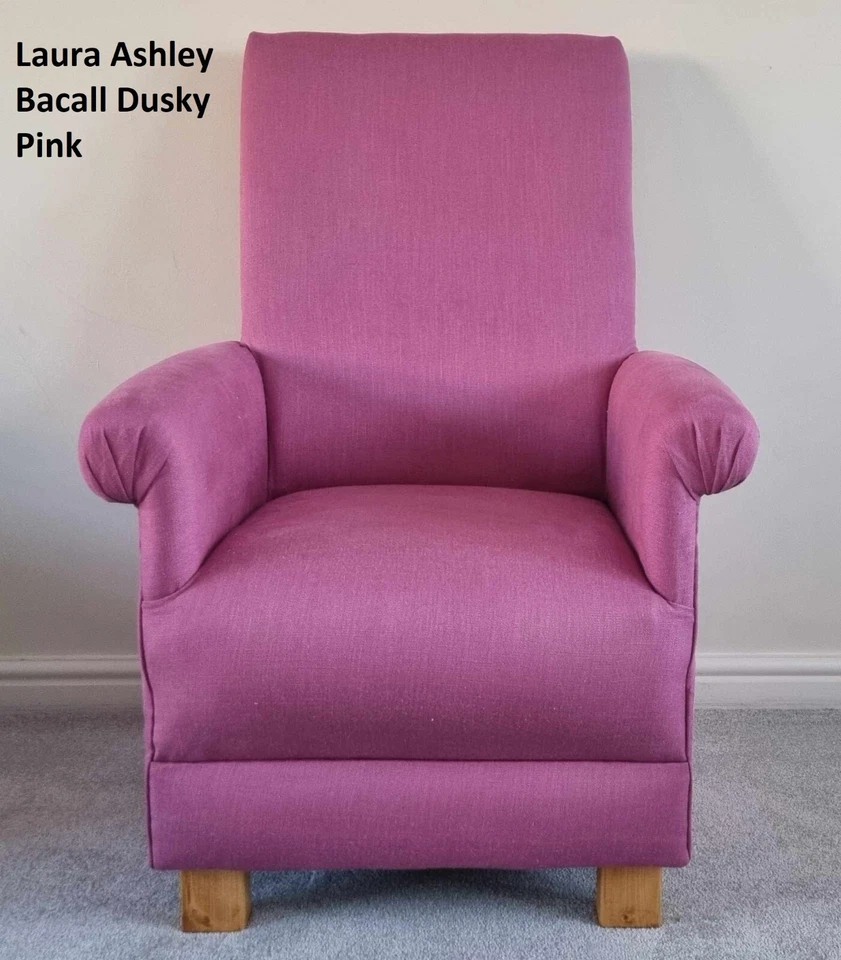 Laura Ashley Bacall Dusky Pink Fabric Adult Chair Armchair Magenta Plain Accent - Image 2 of 4