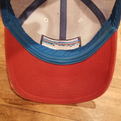 red white and blue patagonia hat