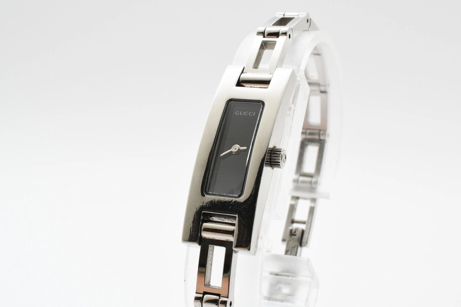 [Exc+5] Montre femme Gucci 3900L cadran noir carré argent quartz du JAPON