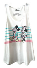 NEW  Disney Mickey  Minnie White/Pastel Striped Racerback Tee  SZ XL  NWOT 