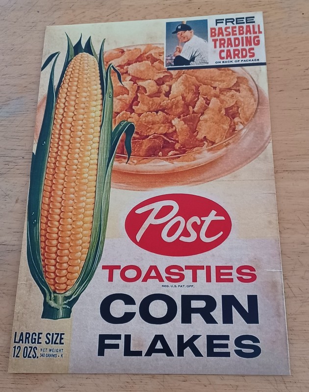 1961 POST toasties Cereal Box Front Panel- MICKEY MANTLE- REPRINT