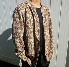 Womens Brown Beige Floral Button Front Short ...