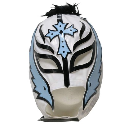 Rey Mysterio Little Giant Semi Pro Mask Fur Back Opening White Sax Blue Lucha Li