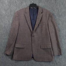 Jos. A. Bank 1905 Brrr Blazer Sport Coat Mens 44R Brown Plaid Wool Tailored Fit