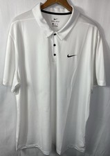 Nike Big  Tall Men's 3XL WHITE Dri-Fit Short Sleeve Polo 28.5" Chest 32.5" Long