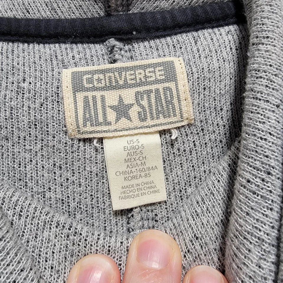 Suéter Pullover Converse All Star Para Mujer Pequeño Gris Texturizado Capucha Cuello Foto 3 de 4