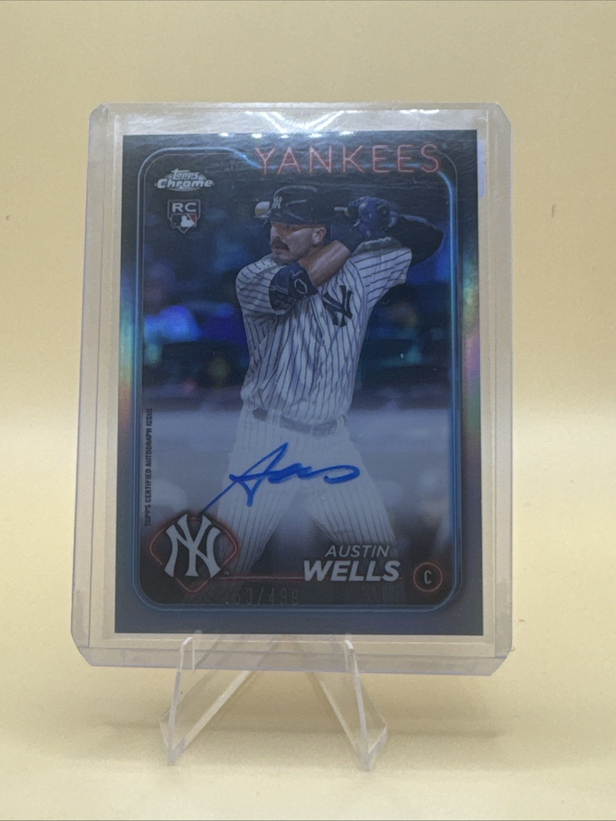 2024 Topps Chrome - Rookie Autographs Austin Wells #RA-AW Refractor /499 (AU,...