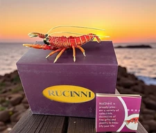 Rucinni Swarovski & Austria Stellux Crystals Lobster Trinket Jewelry Box Enamel