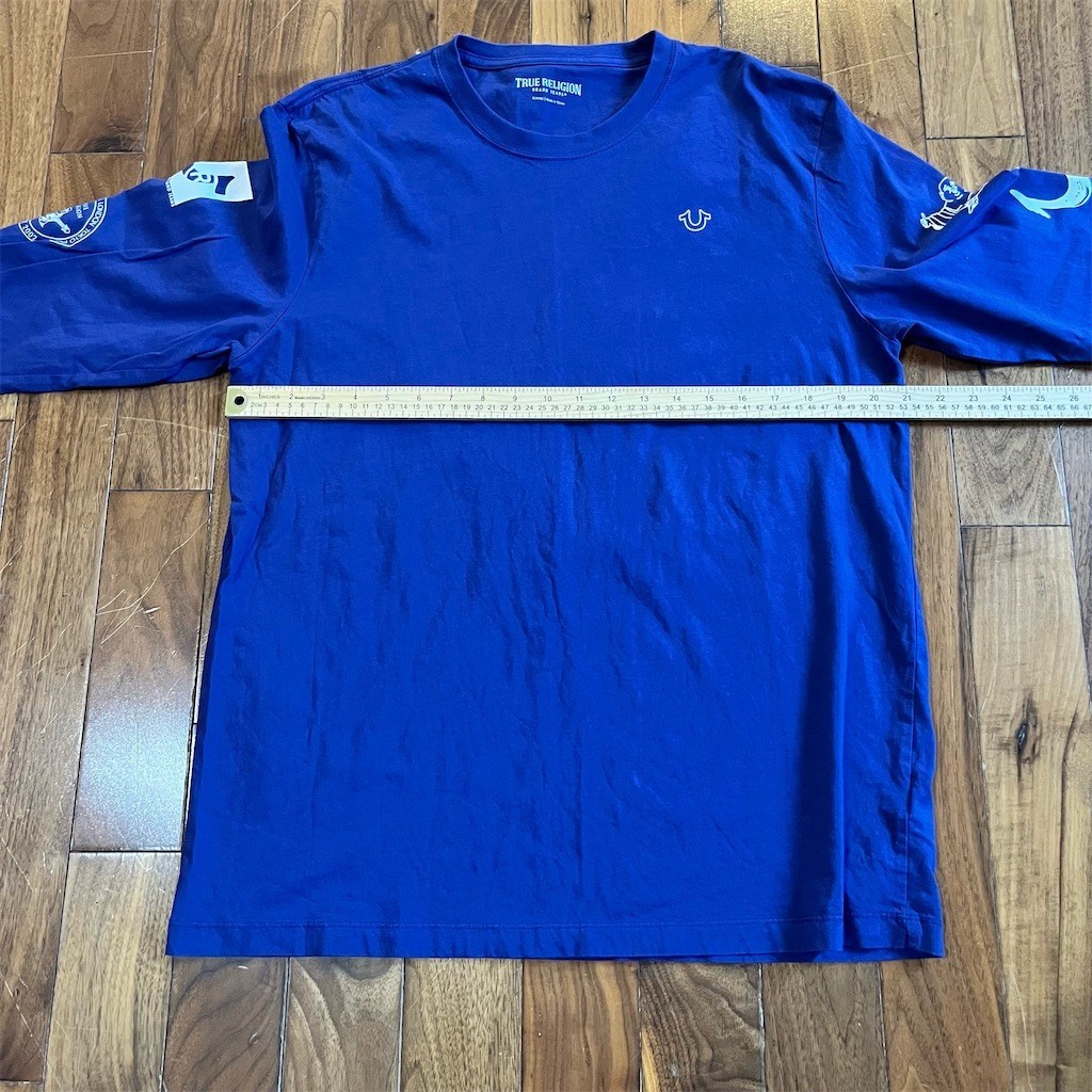 True Religion T-Shirt Mens XL Blue Long Sleeve Horseshoe Logo Graphic thumbnail 4