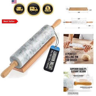 17-Inch Marble Rolling Pin With Stand - Polished Marble Rolling Pins For Baki...