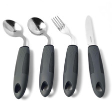4 Pcs Adaptive Utensils for Elderly, 45 Angled Built up Handle Utensils for Adu