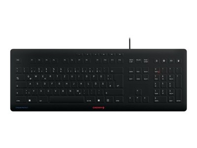 Cherry TAS STREAM PROTECT Keyboard Corded DE-Layout schwarz Tastatur
