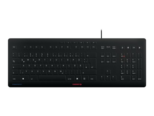 Cherry Tas Stream Protect Keyboard Corded De-Layout Schwarz Tastatur-image