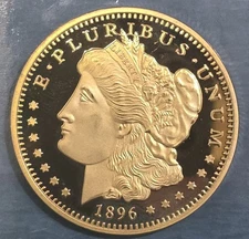 1896-S Morgan Dollar Coin 100 Mills Of .999 Fine Gold For Collection .(réplica)