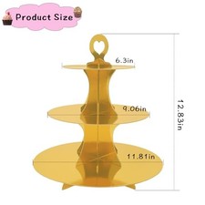 GENERIC 3-TIER CARDBOARD CUPCAKE STAND - 2 PCS ROUND CUPCAKE STAND - GOLD