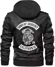 Sons of Anarchy Real Leather Black Hooded Hig...