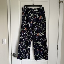 Maeve by Anthropologie Colette Cropped Wide Leg Linen Blend Floral Pants SZ 28