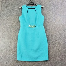 Tahari-Levine Studio Dress Women 10 Sleeveless Lined Sheath Gold Detail Back Zip