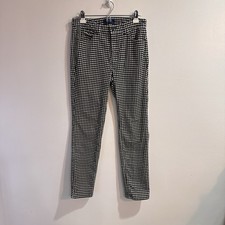 Talbots Pants High Waist Straight Leg 6 Houndstooth Black White Suede Velvet