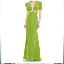 Mac Duggal 2630 Apple Green Cut Out Puff Sleeve Gown with Sequins Womens Size 8