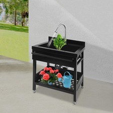 Stainless Steel Sink Free Standing Kitchen Sink Laundry Sink 25.78 20.27 33.86in