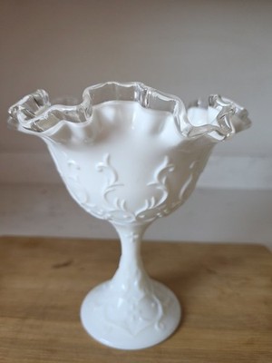 Vintage Fenton Silver Crest Spanish Lace Footed Compote Bowl Candy Dish EUC 