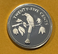 1974 BELIZE - 25 CENTS - .925 SILVER_PROOF_ BLUE-CROWNED MOTMOT BIRD