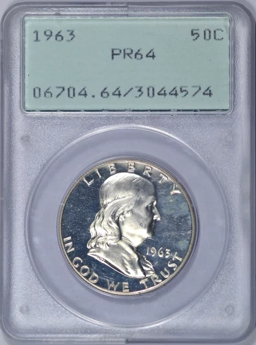 1963 FRANKLIN HALF DOLLAR PCGS PR64 OGH RATTLER