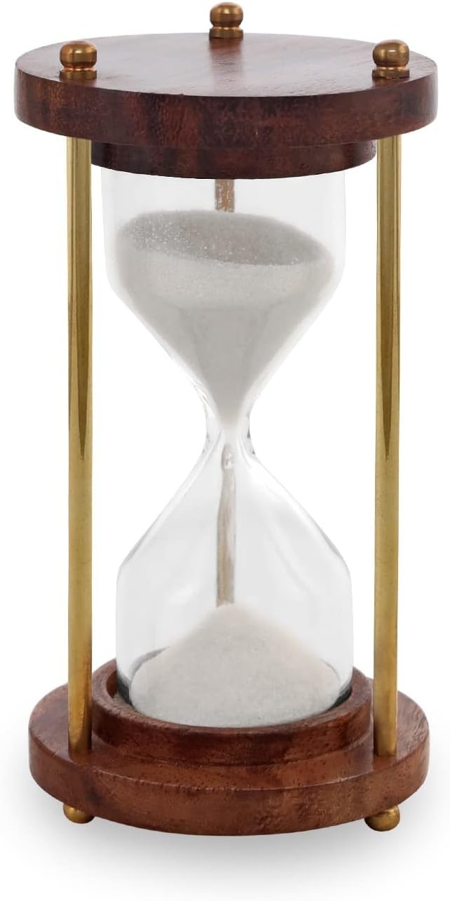 Wooden Brass Hourglass 1 Minute 4 inches Sand Timer Sandglass Clock Timer with S