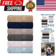 Hotel  Spa 100 Cotton Bath Towels Pack of 6, Ultra Soft, Quick Dry, Lightwe...