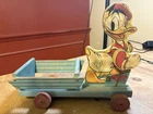Vtg Fisher Price Donald Duck Litho Wood Cart Toy #544 A/O Super Cond 1940s LOOK