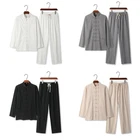Chinese Traditional Tang Suit Kung Fu Tai Chi Uniform Men Linen Shirt+Pants Set