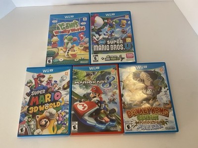 Nintendo Wii U 5 Game Lot: Mario Kart 8, Super Mario Bros U, 3D, Yoshi s Woolly+