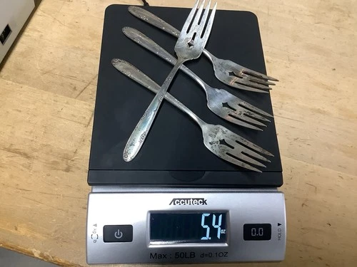 5.4 Oz. Sterling Silver .925 Scrap Towle Madeira 1948 Solid 4x Salad Fork Ounce