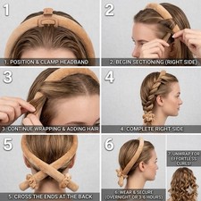 Heatless Hair Curler Roller Headband Overnight Curls No Heat Velvet Tan NIP
