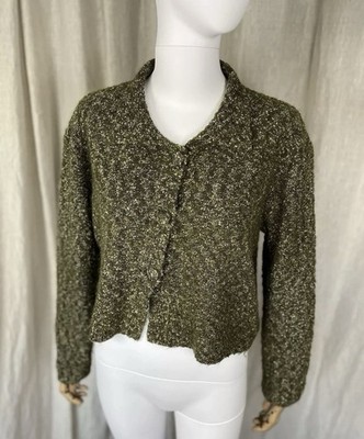 April Cornell Wollmischung Cropped Strickjacke S Grün Mix