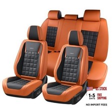 Seat Cover, Car Seat Covers FullSet, Waterproof Leather Fullset Orange Black