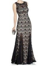 Betsy & Adam Women's Size 6 Black Lace & Jewel Mermaid Style Maxi Evening Gown