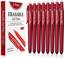 KERIFI Erasable Gel Pens 0.7Mm, Red Heat Erasable Fine Point Ballpoint Pens