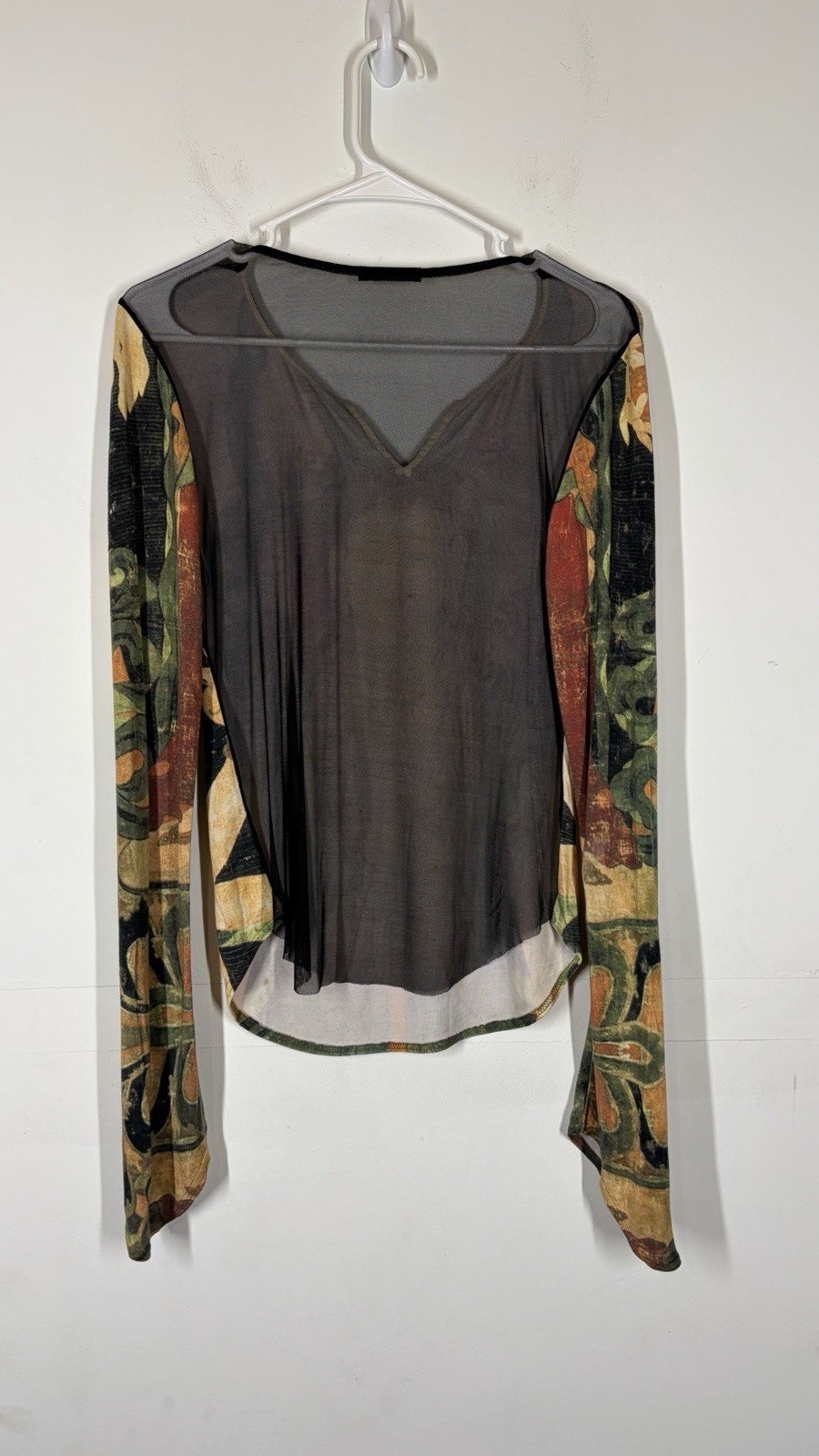 RARE VTG Vivienne Tam Buddha Mesh Back Long Sleeve Top XS? SEE MEASUREMENTS image 5