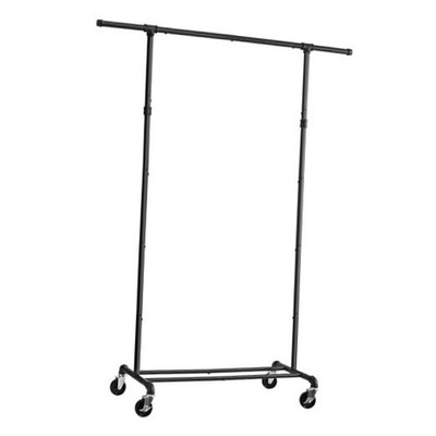 Clothing Rack with Wheels, Heavy Duty Clothes Rack, Rolling Single Rod Black