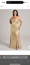 Azazie Champagne Sheath Off the Shoulder Metallic Satin Convertible Dress - A4