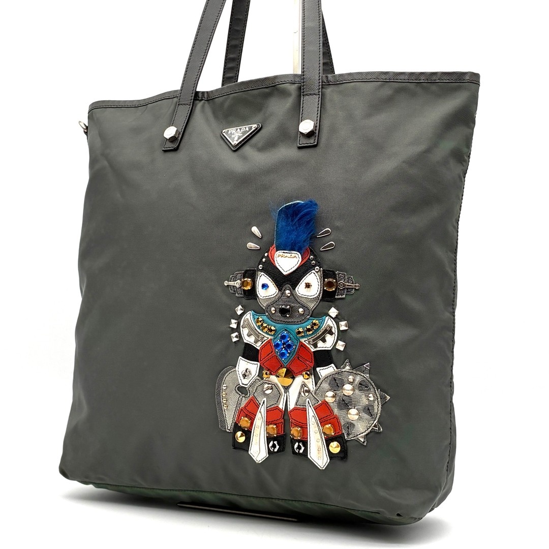 PRADA Tote Bag Robot Studs Stone Patchwork Bijou … - image 1