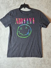 Nirvana Womens Rainbow Smiley Face Tshirt Shirt Sz M Medium Girls