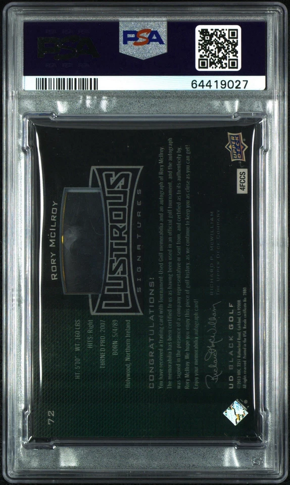 2014 Upper Deck Exquisite Patch Autograph Rory McIlroy /25 PSA 8 Gold Spectrum - Image 2 of 3